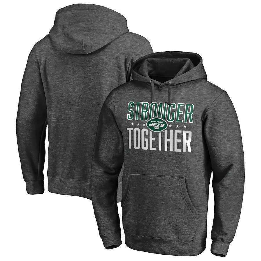 Men's New York Jets Heather Charcoal Stronger Together Pullover Hoodie,We sell and wholesale Men's New York Jets Heather Charcoal Stronger Together Pullover Hoodie on line form chian!